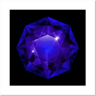 Octacore Blue and Purple Gemstone Posters and Art